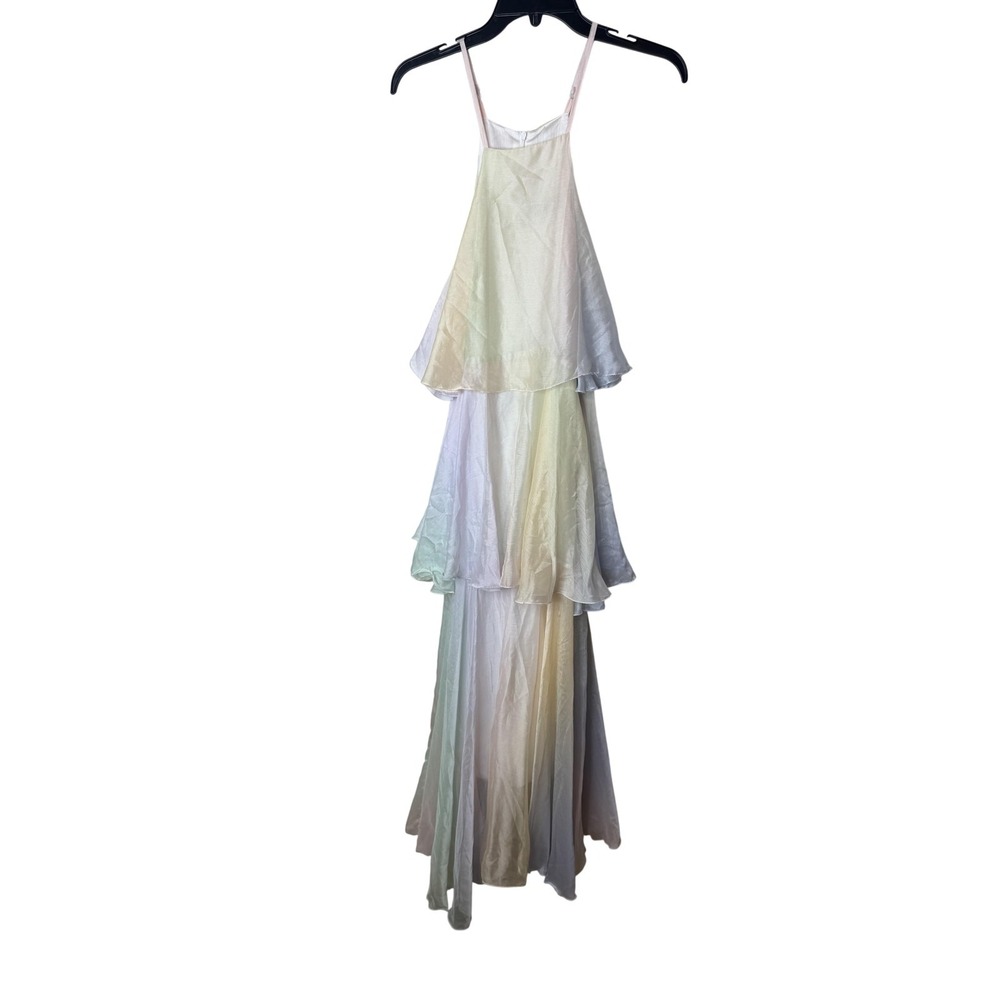 OPT Dress Womens Small Multicolor Tie Dye Halter Tiered Maxi Boho‎ Sundress
